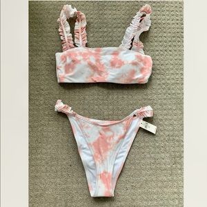 Pink and White Aerie Bathing Suit